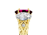 Yellow gold Three-Stone Oval Cut Garnet Braided Band Ring with Four-Prong Setting_17