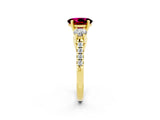 Yellow gold Three-Stone Oval Cut Garnet Pavé Band with Four-Prong Setting_2