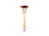 Yellow gold Three-Stone Oval Cut Garnet Ring with Pear Side Stones and Four-Prong Setting_2