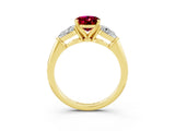 Yellow gold Three-Stone Oval Cut Garnet Ring with Pear Side Stones and Four-Prong Setting_3