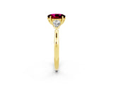Yellow gold Three-Stone Oval Cut Garnet Ring with Pear  Side Stones in Four-Prong Setting_14