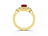Yellow gold Three-Stone Oval Cut Garnet Ring with Pear  Side Stones in Four-Prong Setting_15