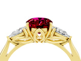 Yellow gold Three-Stone Oval Cut Garnet Ring with Pear  Side Stones in Four-Prong Setting_16