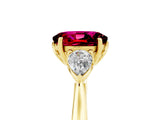 Yellow gold Three-Stone Oval Cut Garnet Ring with Pear  Side Stones in Four-Prong Setting_17
