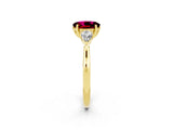 Yellow gold Three-Stone Oval Cut Garnet Ring with Pear  Side Stones in Four-Prong Setting_38