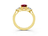 Yellow gold Three-Stone Oval Cut Garnet Ring with Pear  Side Stones in Four-Prong Setting_39