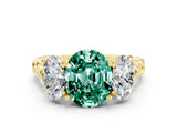 Yellow gold Three-Stone Oval Cut Green Sapphire Braided Band Ring with Four-Prong Setting_24