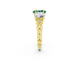Yellow gold Three-Stone Oval Cut Green Sapphire Braided Band Ring with Four-Prong Setting_26