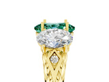 Yellow gold Three-Stone Oval Cut Green Sapphire Braided Band Ring with Four-Prong Setting_29