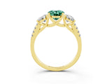 Yellow gold Three-Stone Oval Cut Green Sapphire Ring with Pavé Band and Prong Setting_15