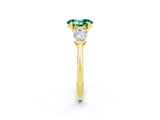 Yellow gold Three-Stone Oval Cut Green Sapphire Ring with Pear Side Stones and Four-Prong Setting_2