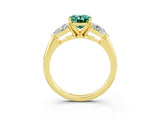 Yellow gold Three-Stone Oval Cut Green Sapphire Ring with Pear Side Stones and Four-Prong Setting_3
