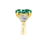 Yellow gold Three-Stone Oval Cut Green Sapphire Ring with Pear  Side Stones in Four-Prong Setting_17