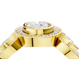 Yellow gold Three-Stone Oval Cut Halo Pavé Diamond Ring_7