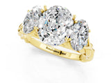 Yellow gold Three-Stone Oval Cut Moissanite Braided Band Ring with Four-Prong Setting_13