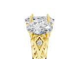 Yellow gold Three-Stone Oval Cut Moissanite Braided Band Ring with Four-Prong Setting_17