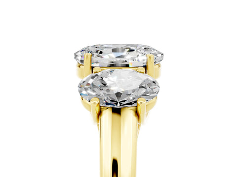 Yellow gold Three-Stone Oval Cut Moissanite Engagement Ring with Prong Setting_5