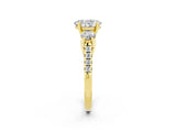 Yellow gold Three-Stone Oval Cut Moissanite Pavé Band with Four-Prong Setting_2