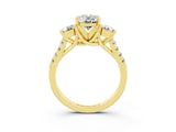 Yellow gold Three-Stone Oval Cut Moissanite Pavé Band with Four-Prong Setting_3