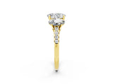 Yellow gold Three-Stone Oval Cut Moissanite Ring with Pavé Band and Prong Setting_14