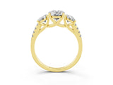 Yellow gold Three-Stone Oval Cut Moissanite Ring with Pavé Band and Prong Setting_15