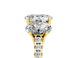 Yellow gold Three-Stone Oval Cut Moissanite Ring with Pavé Band and Prong Setting_17
