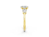 Yellow gold Three-Stone Oval Cut Moissanite Ring with Pear Side Stones and Four-Prong Setting_2