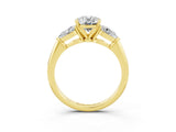 Yellow gold Three-Stone Oval Cut Moissanite Ring with Pear Side Stones and Four-Prong Setting_3