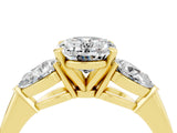 Yellow gold Three-Stone Oval Cut Moissanite Ring with Pear Side Stones and Four-Prong Setting_4