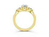 Yellow gold Three-Stone Oval Cut Moissanite Ring with Pear  Side Stones in Four-Prong Setting_15