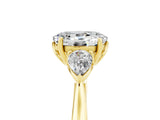 Yellow gold Three-Stone Oval Cut Moissanite Ring with Pear  Side Stones in Four-Prong Setting_17