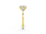 Yellow gold Three-Stone Oval Cut Moissanite Ring with Pear  Side Stones in Four-Prong Setting_38