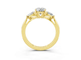 Yellow gold Three-Stone Oval Cut Moissanite Ring with Pear  Side Stones in Four-Prong Setting_39