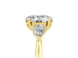 Yellow gold Three-Stone Oval Cut Moissanite Ring with Pear  Side Stones in Four-Prong Setting_41