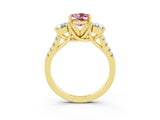 Yellow gold Three-Stone Oval Cut Morganite Pavé Band with Four-Prong Setting_3