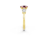 Yellow gold Three-Stone Oval Cut Morganite Ring with Pear Side Stones and Four-Prong Setting_2