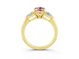 Yellow gold Three-Stone Oval Cut Morganite Ring with Pear Side Stones and Four-Prong Setting_3