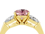 Yellow gold Three-Stone Oval Cut Morganite Ring with Pear Side Stones and Four-Prong Setting_4