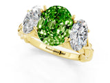 Yellow gold Three-Stone Oval Cut Peridot Braided Band Ring with Four-Prong Setting_13