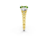 Yellow gold Three-Stone Oval Cut Peridot Braided Band Ring with Four-Prong Setting_14