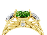 Yellow gold Three-Stone Oval Cut Peridot Braided Band Ring with Four-Prong Setting_16