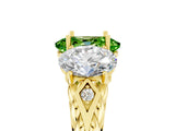 Yellow gold Three-Stone Oval Cut Peridot Braided Band Ring with Four-Prong Setting_17