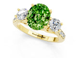 Yellow gold Three-Stone Oval Cut Peridot Pavé Band with Four-Prong Setting_1