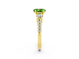 Yellow gold Three-Stone Oval Cut Peridot Pavé Band with Four-Prong Setting_2