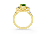 Yellow gold Three-Stone Oval Cut Peridot Pavé Band with Four-Prong Setting_3