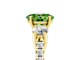 Yellow gold Three-Stone Oval Cut Peridot Pavé Band with Four-Prong Setting_5