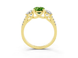 Yellow gold Three-Stone Oval Cut Peridot Ring with Pavé Band and Prong Setting_15