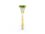 Yellow gold Three-Stone Oval Cut Peridot Ring with Pear Side Stones and Four-Prong Setting_2