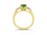 Yellow gold Three-Stone Oval Cut Peridot Ring with Pear Side Stones and Four-Prong Setting_3