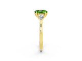 Yellow gold Three-Stone Oval Cut Peridot Ring with Pear  Side Stones in Four-Prong Setting_14